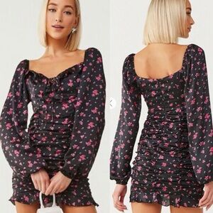 Forever 21 Ruched Floral Mini Dress